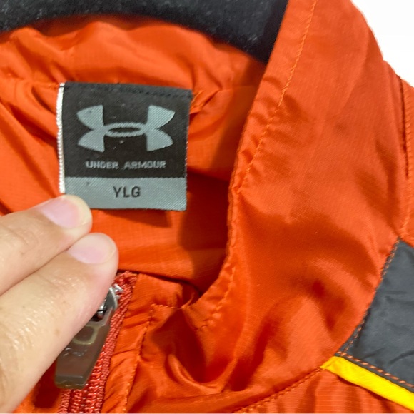 UNDER ARMOUR Windbreaker Jacket Orange Gray Yellow Gold Kids Youth Large - Picture 10 of 16